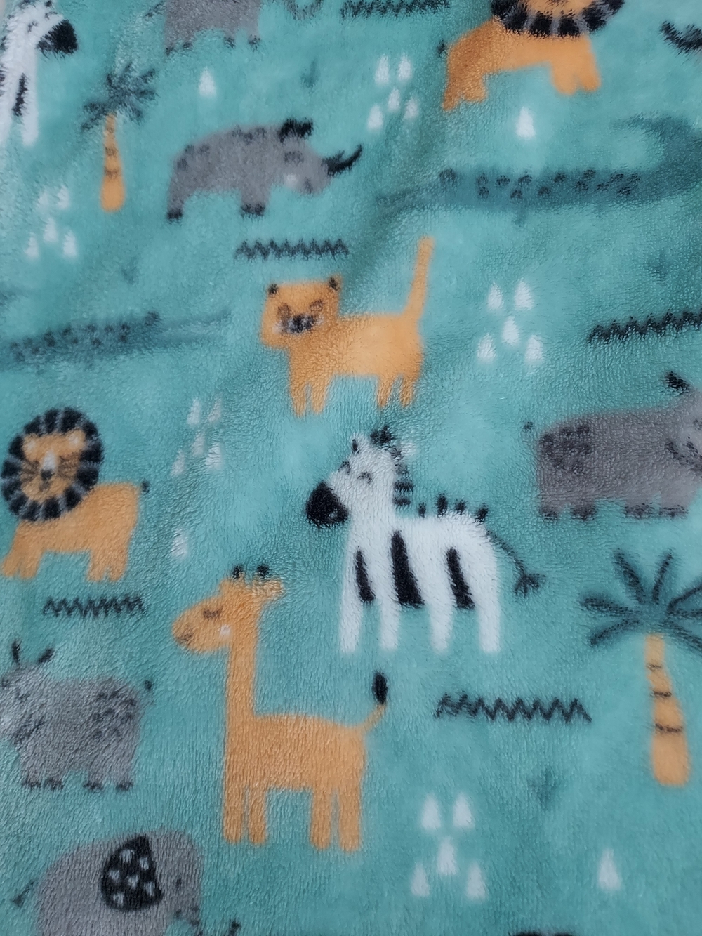 Plush Baby Blanket in Teal with Safari Wild Animals Print Lovey Cuddle Cozy - Picture 3 of 8